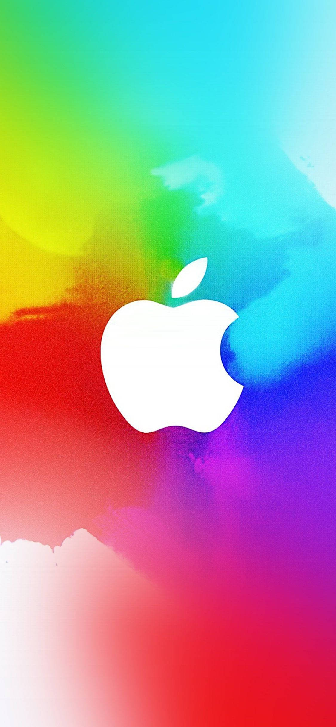 Valkoinen Apple-logo iPhonessa sateenkaarimaalilla Taustakuvat