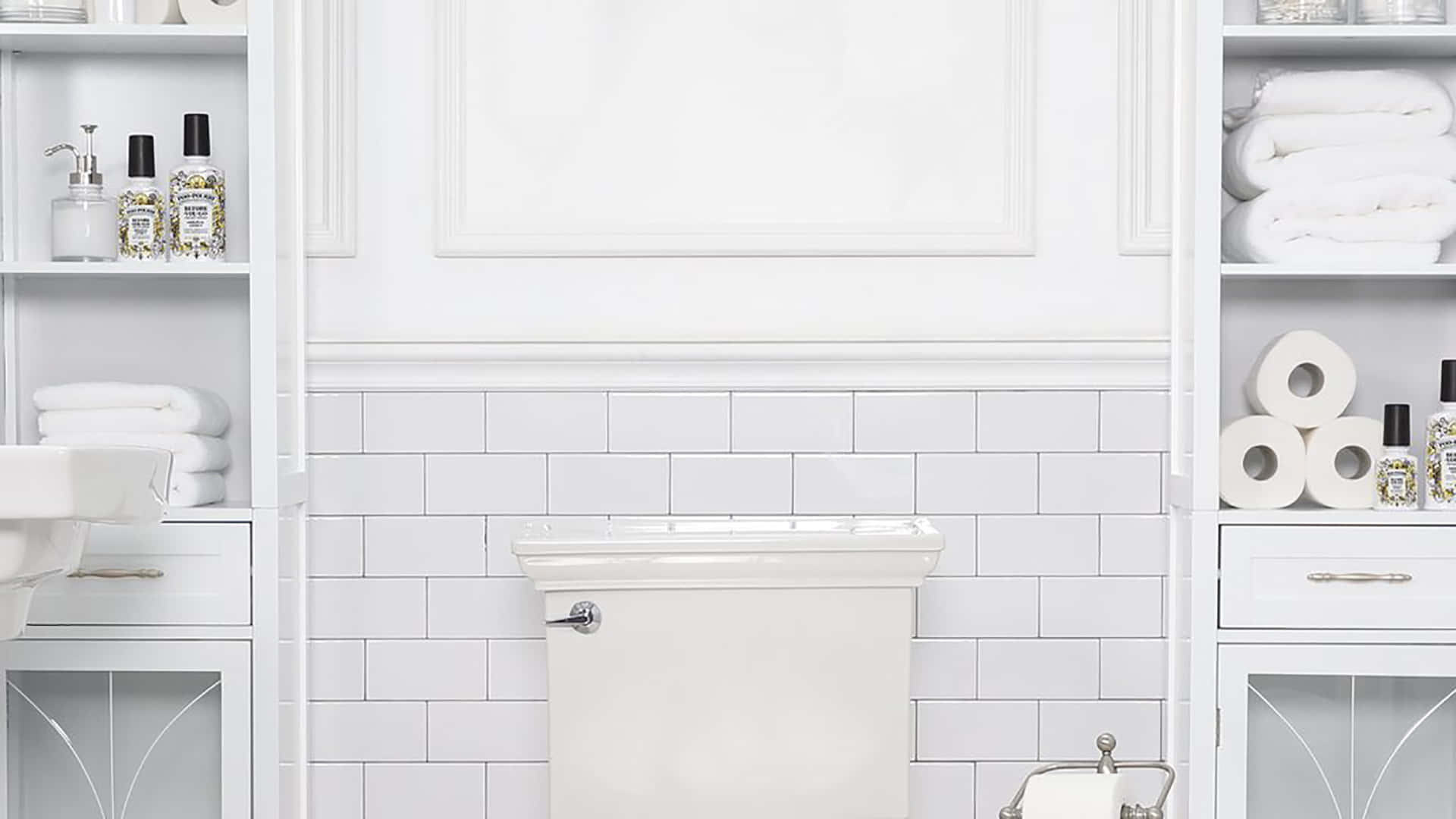 Valkoinen kylpyhuone ja wc-zoom-tausta Taustakuvat