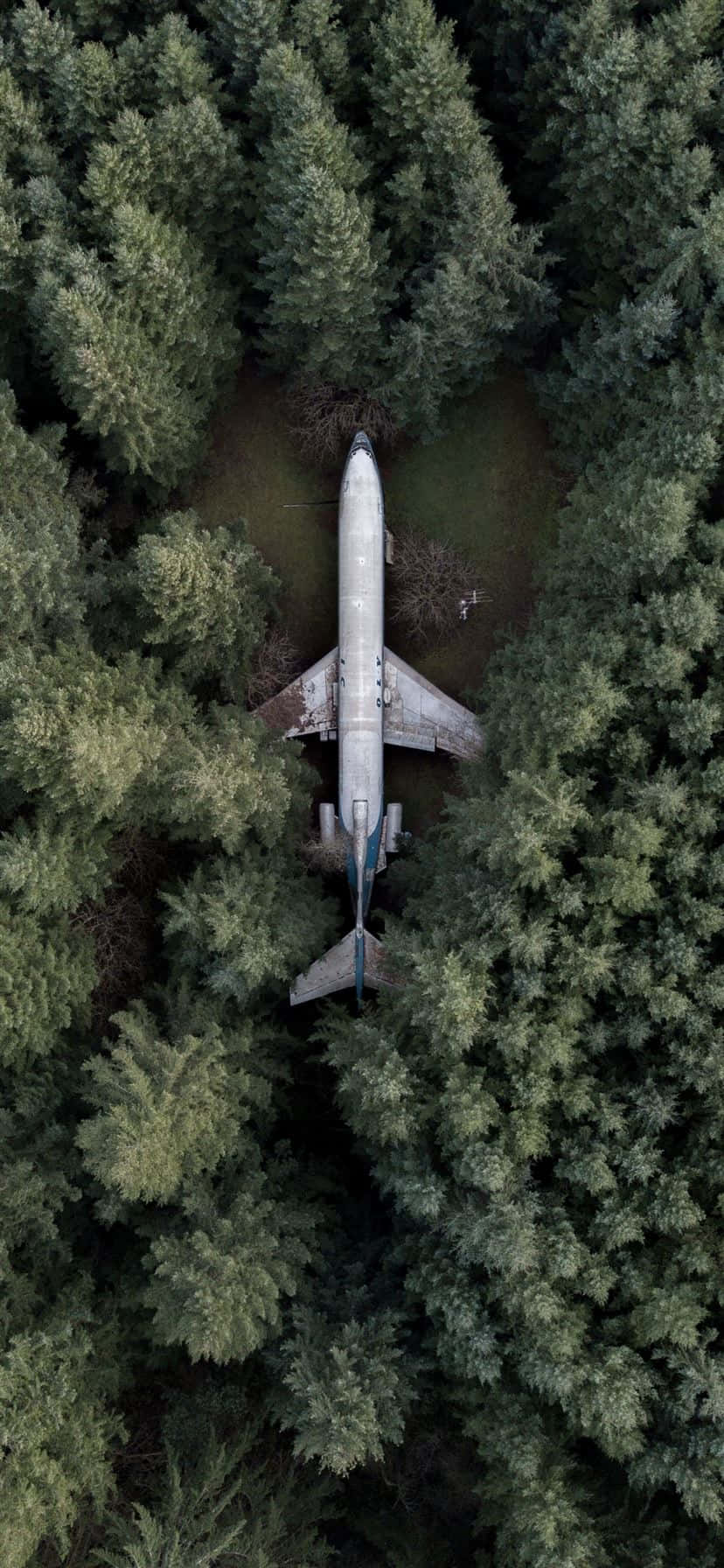 Valkoinen lentokone lennossa sinistä taivasta vasten iPhonella. Taustakuvat