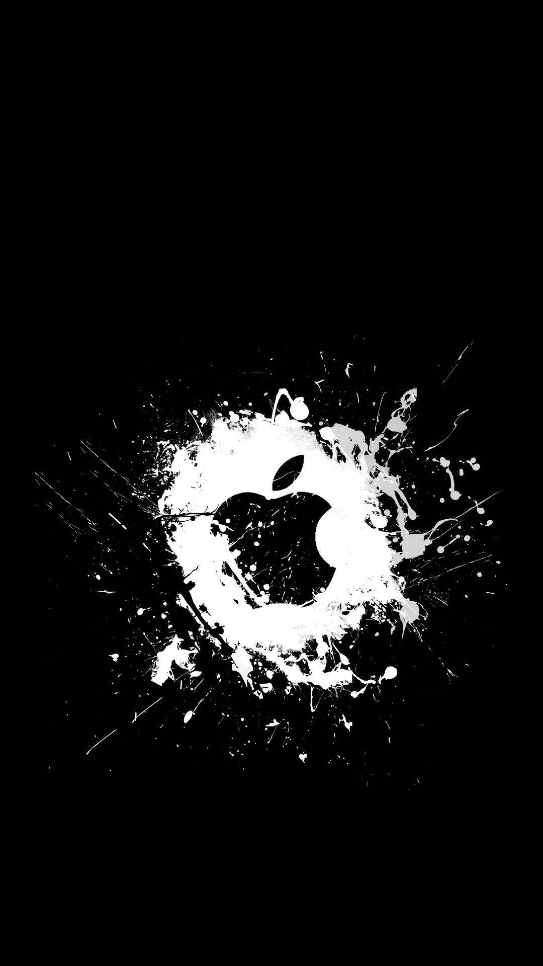 Valkoinen roiske musta Apple-logo iPhone Taustakuvat