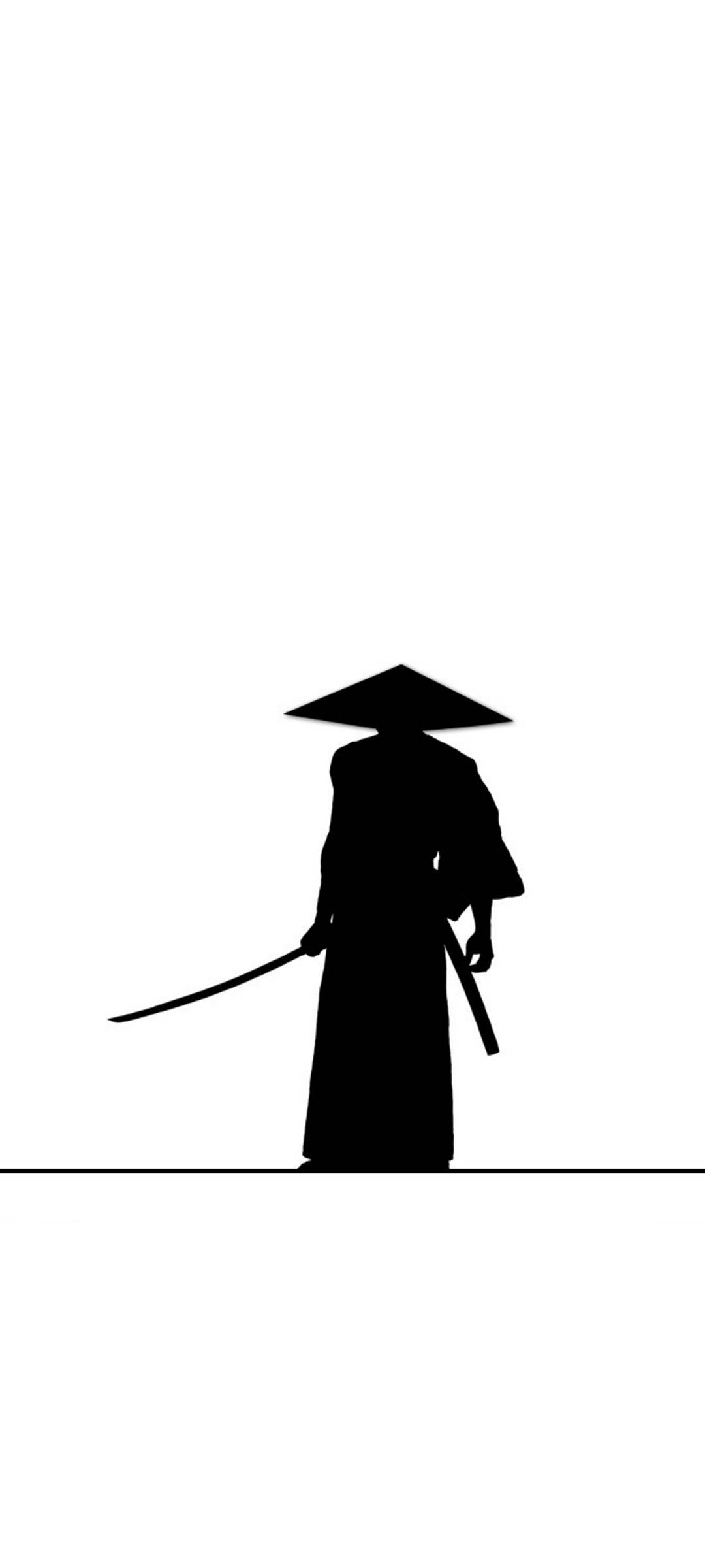 Valkoinen samurai-siluetti iPhone Taustakuvat