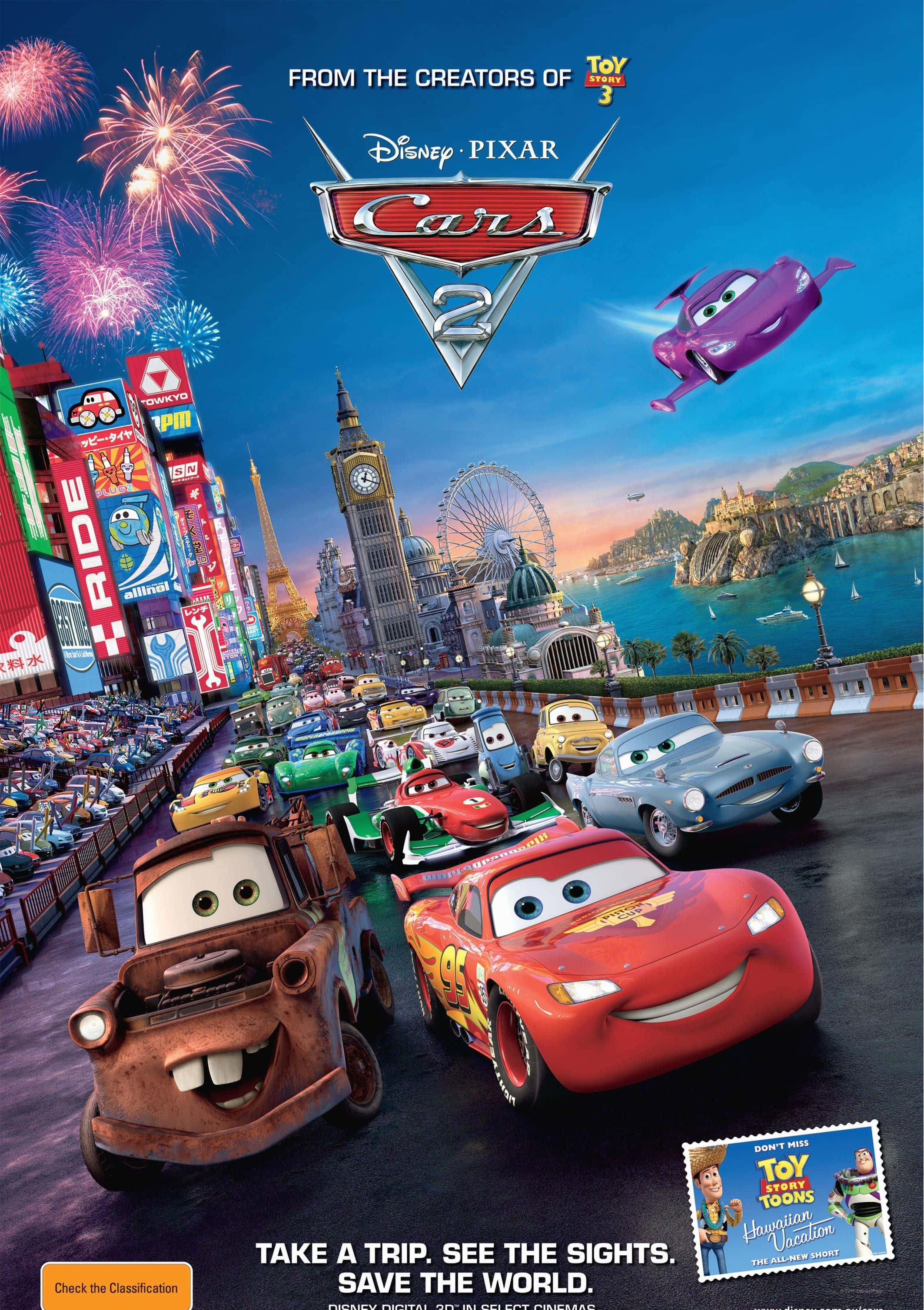 Valmistaudu viimeiseen kilpaseikkailuun Cars 2:ssa! Taustakuvat