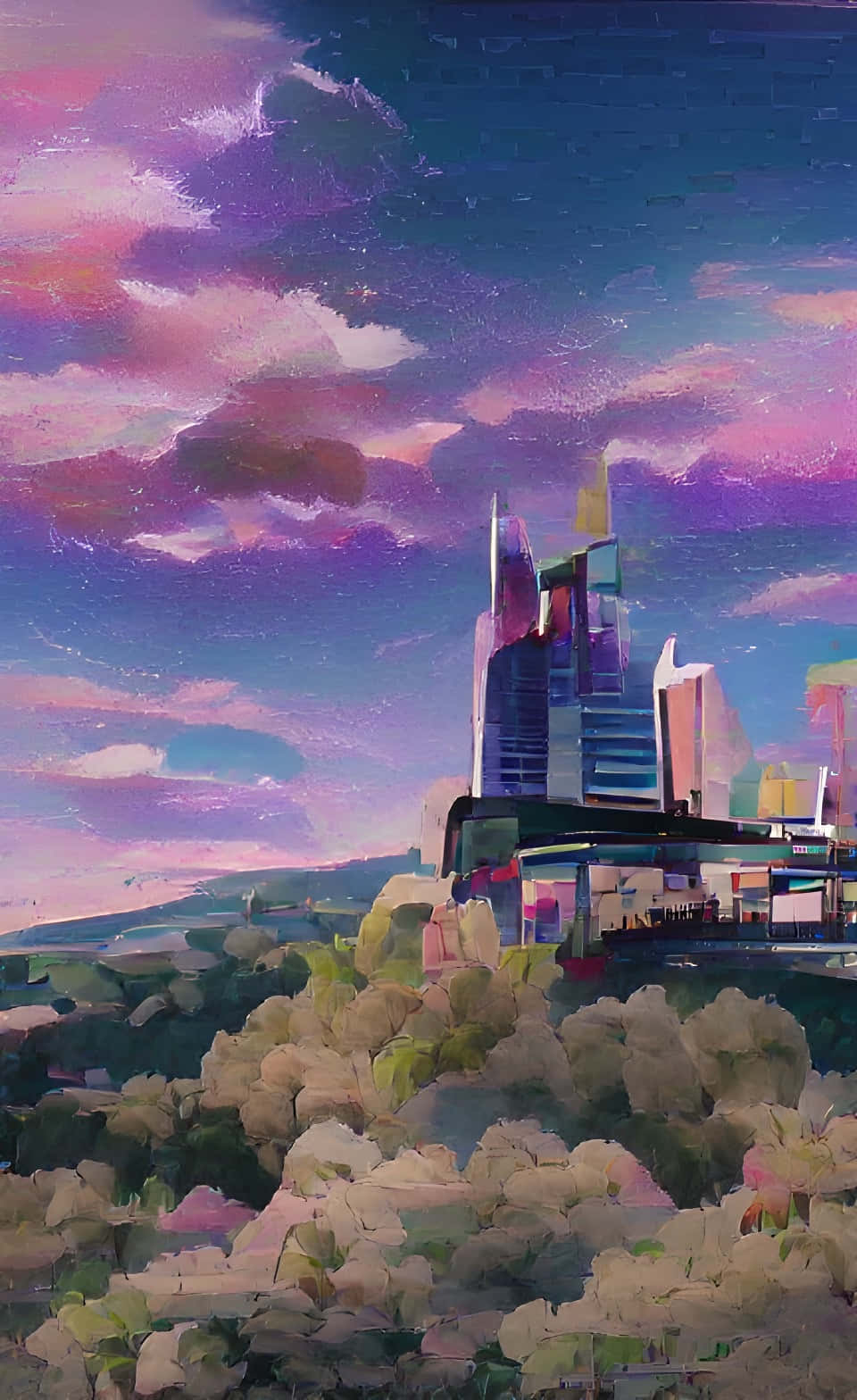 Vangitseva anime-tyylinen kaupunkimaisema hämärässä Taustakuvat