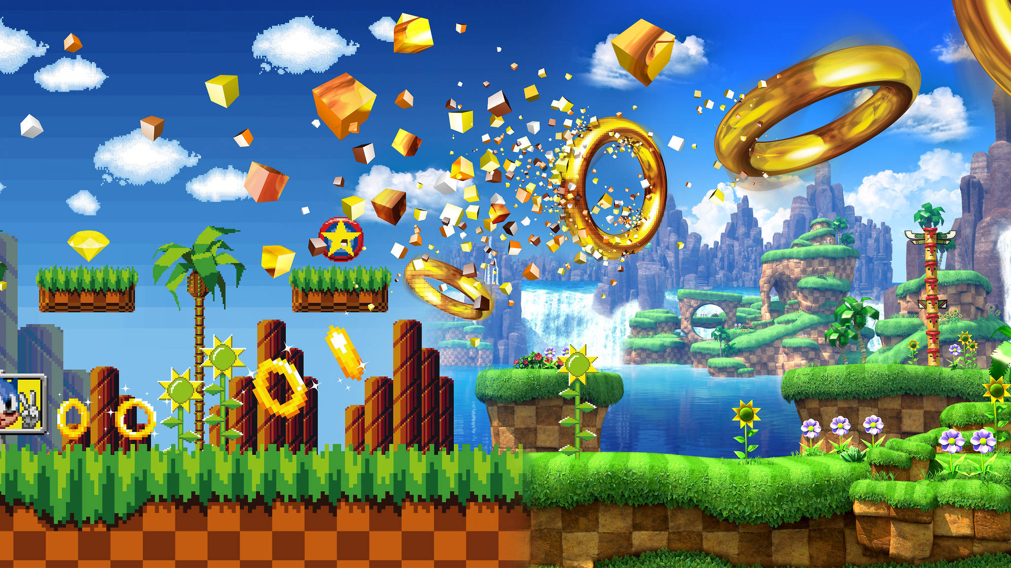 Vanha ja moderni Green Hill Zone Taustakuvat