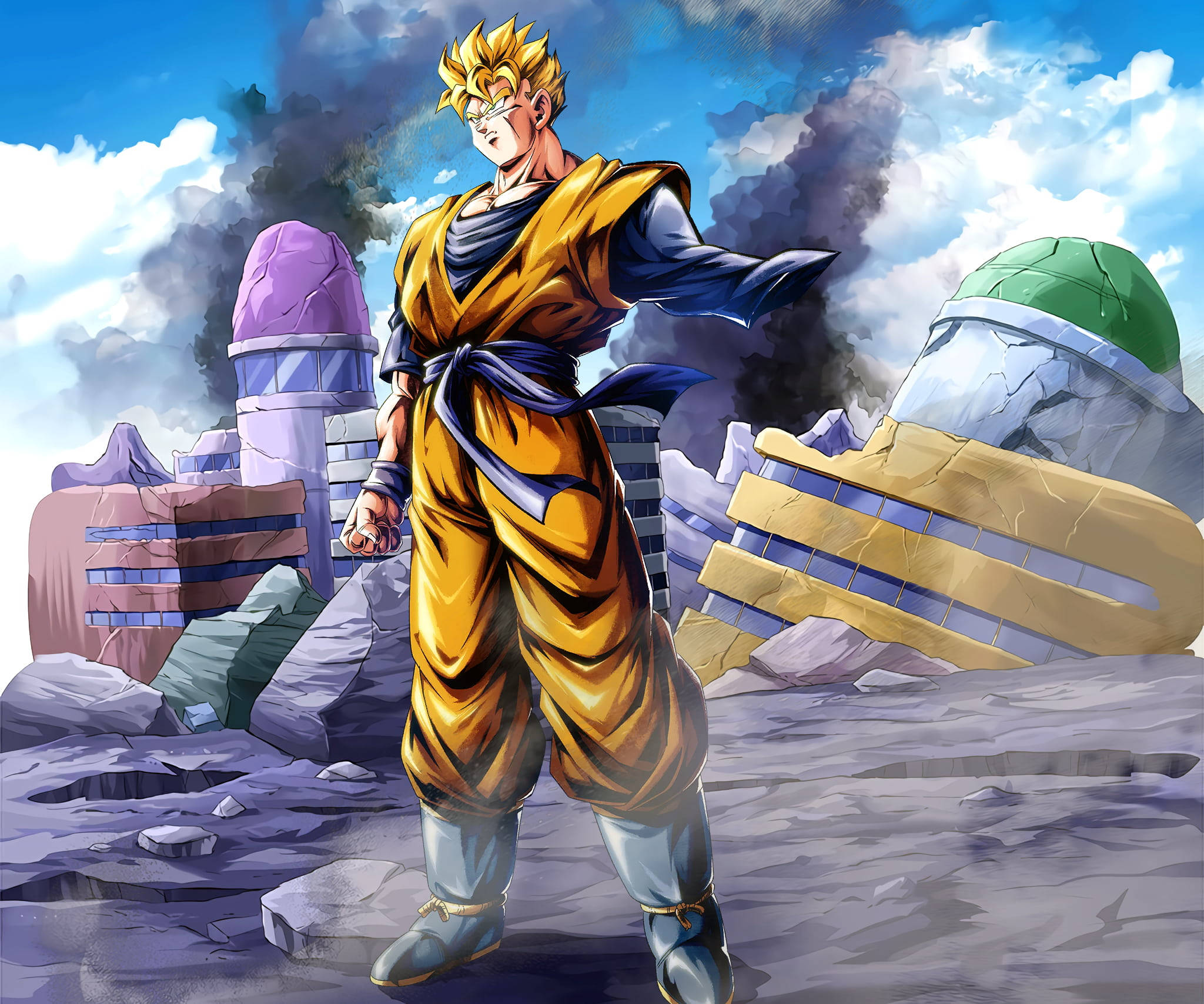 Vanhempi Gohan Super Saiyan 2 raunioissa Taustakuvat
