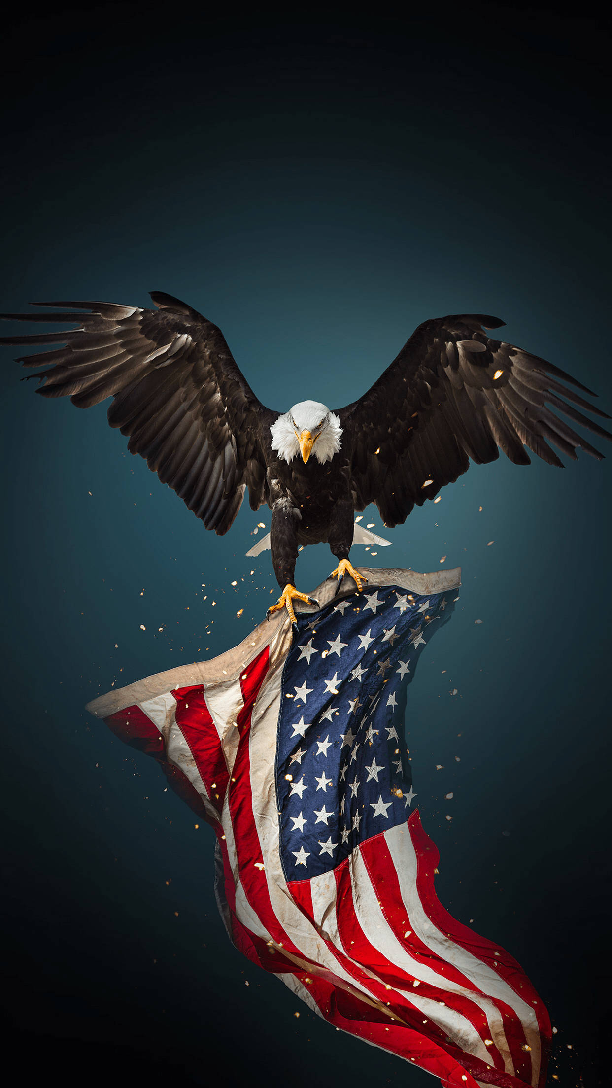 Vapauden kotka ja Amerikan lippu iPhone-kuva Taustakuvat