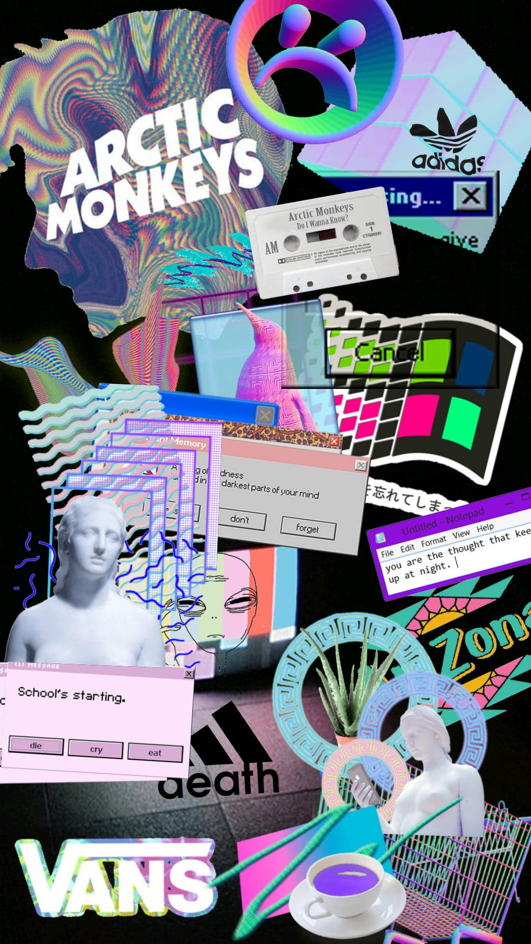Vaporwave-kollaasi vaihtoehtoestetiikka Taustakuvat