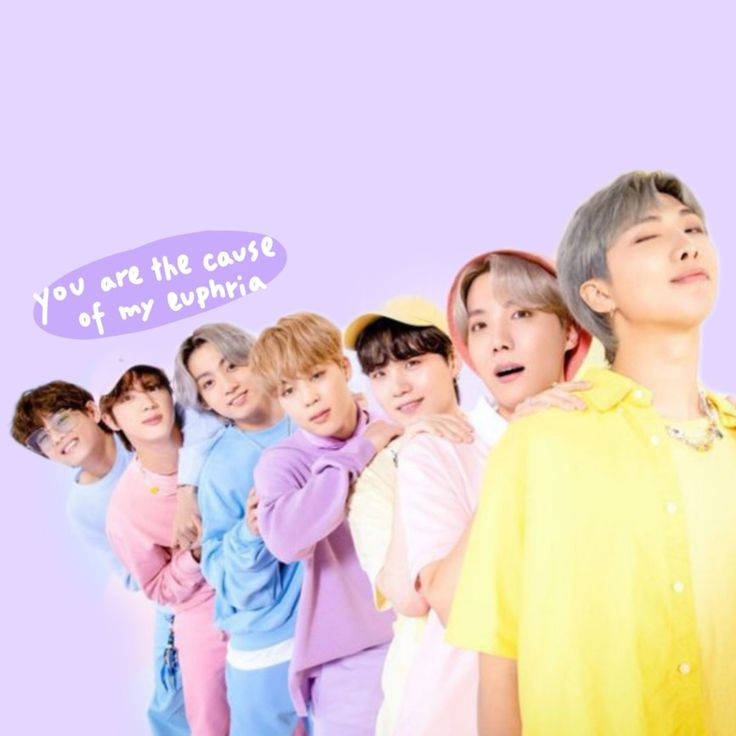 Värikäs BTS söpö esteettinen — Bts ryhmäkuva GIF Taustakuvat