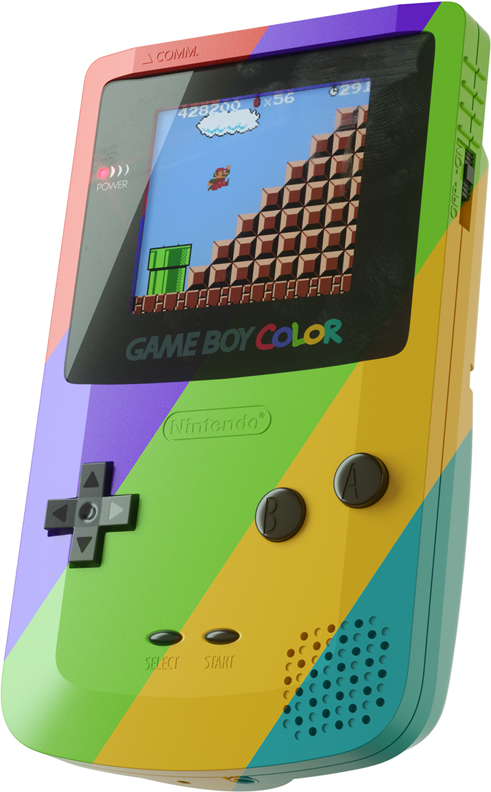 Värikäs Game Boy Color pelaamassa Marioa Taustakuvat