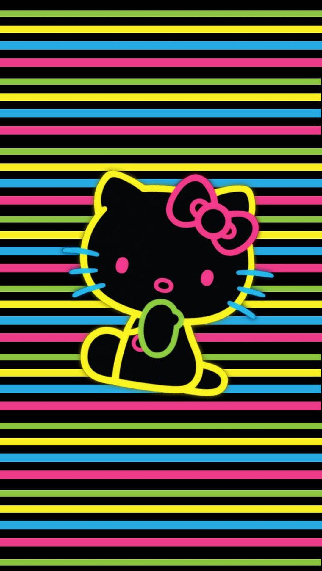 Värikkäitä raitoja mustalla Hello Kitty Taustakuvat