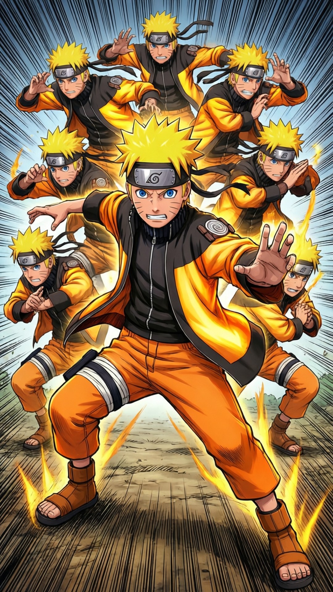 Naruto käyttää varjokloonitekniikkaa.