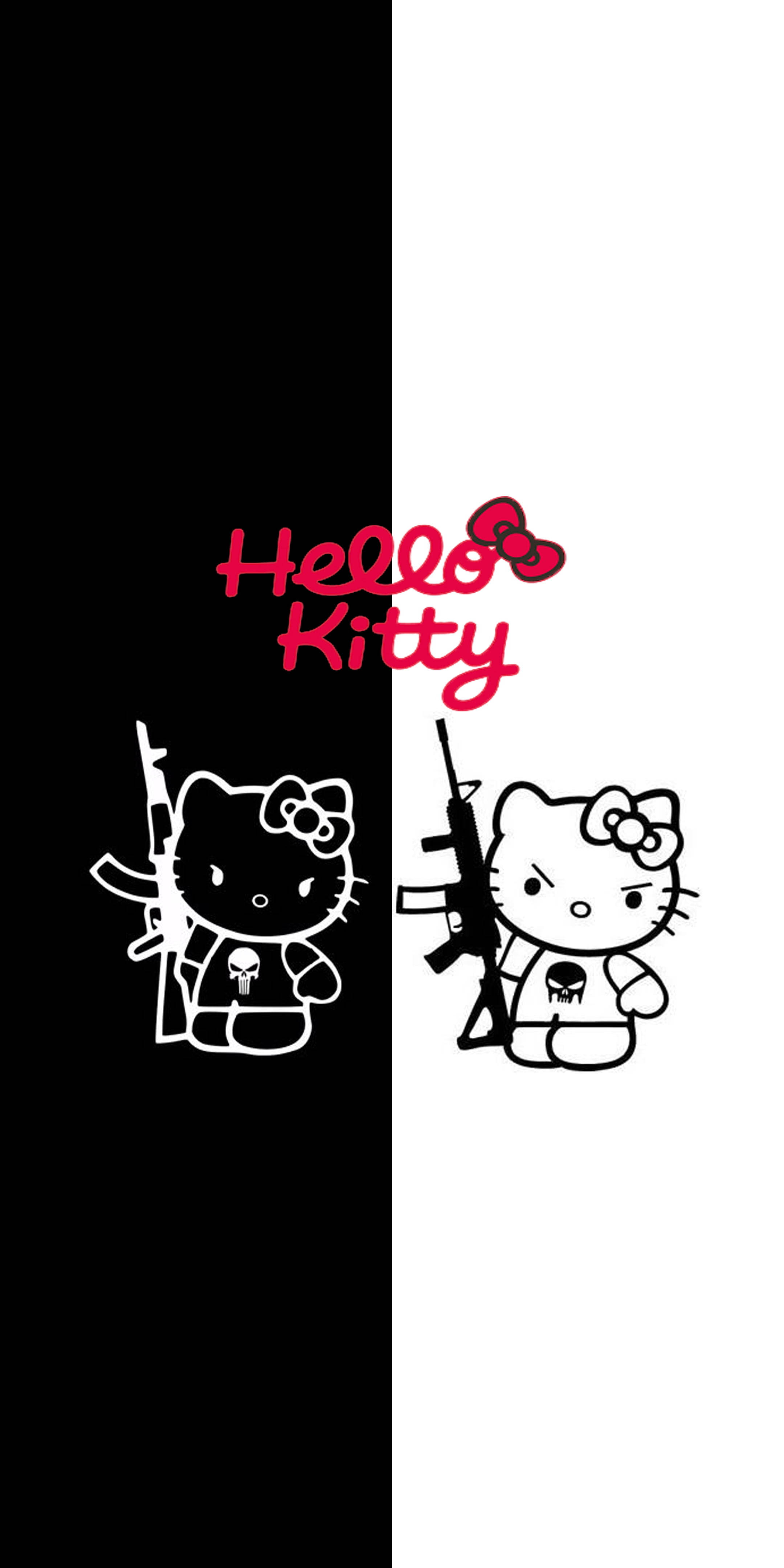 Vihainen valkoinen ja musta Hello Kitty Taustakuvat