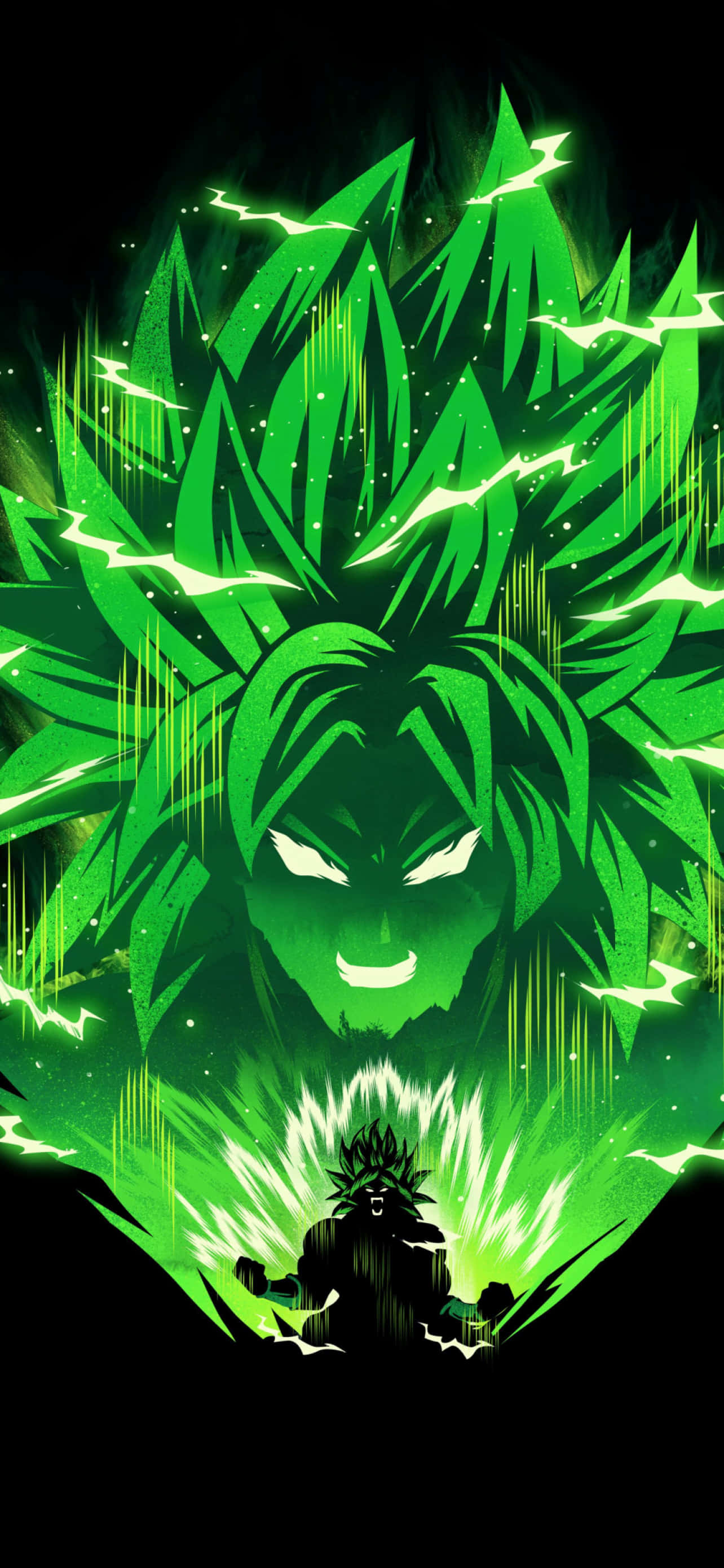 Vihreä Super Saiyan Broly iPhone Taustakuvat