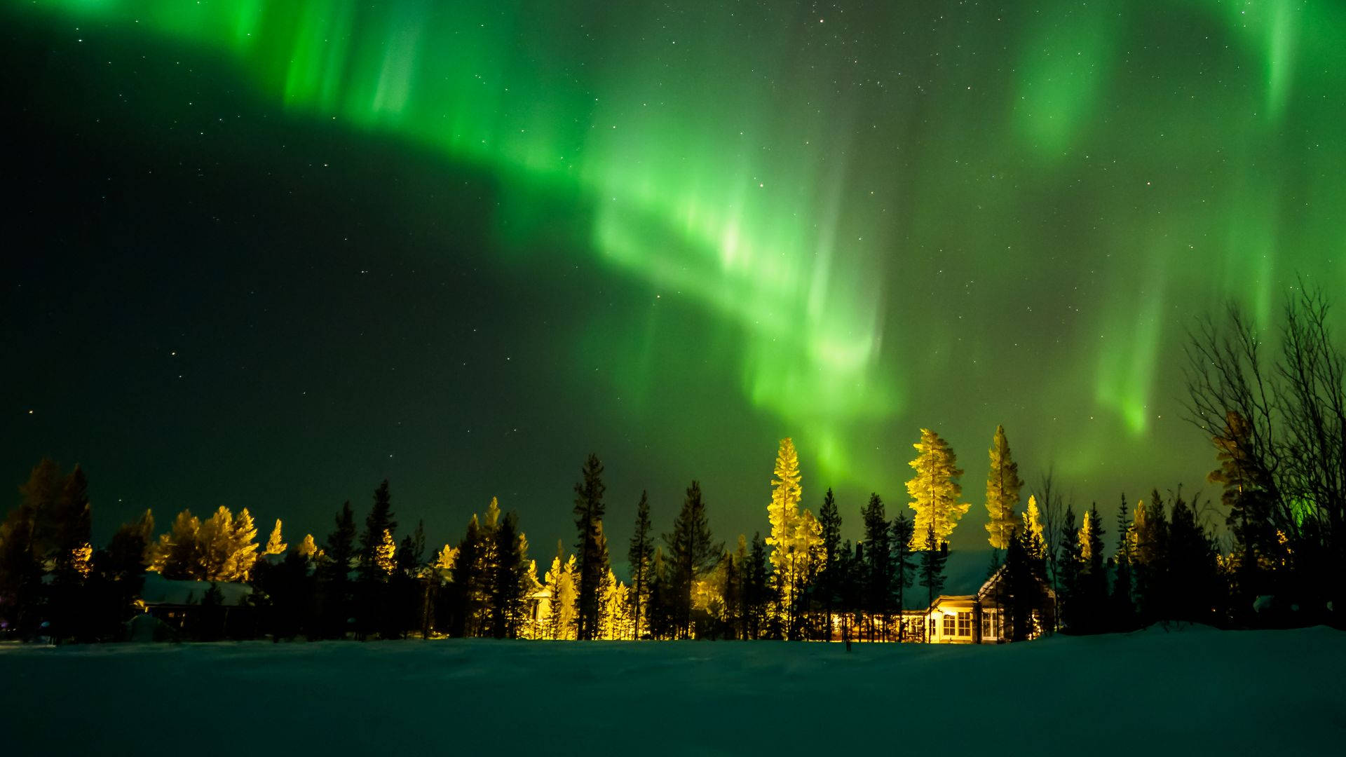 Vihreä taivas hohtavine valoineen Taustakuvat