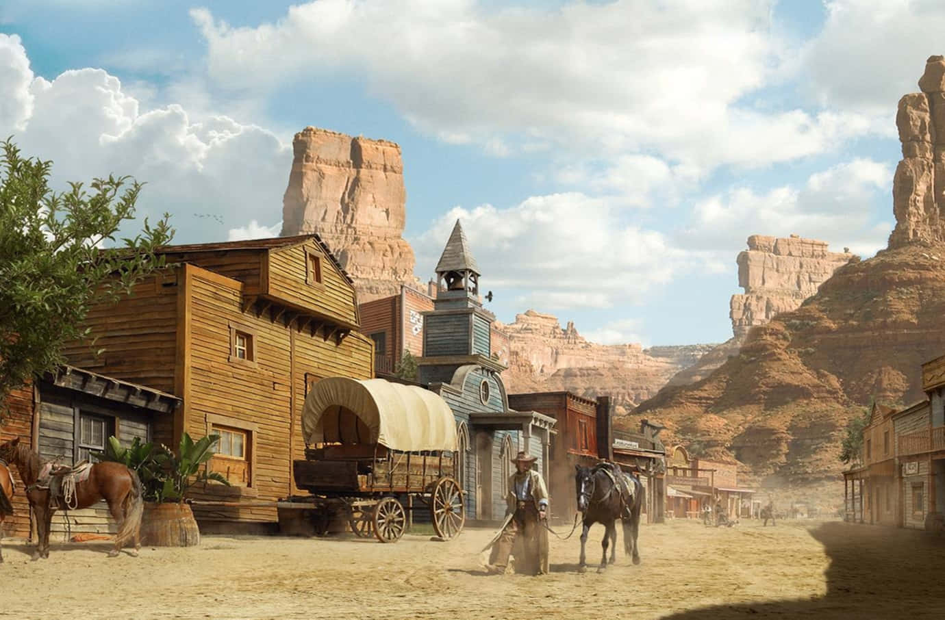 Villin lännen kylä Taustakuvat