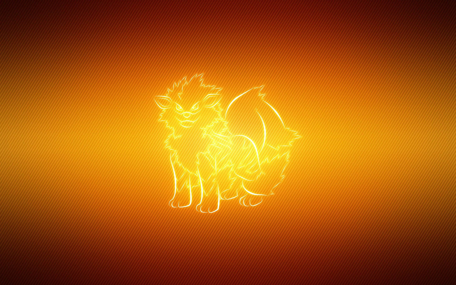 Neon keltainen fanitaide Pokemon Arcaninesta taustakuvana.