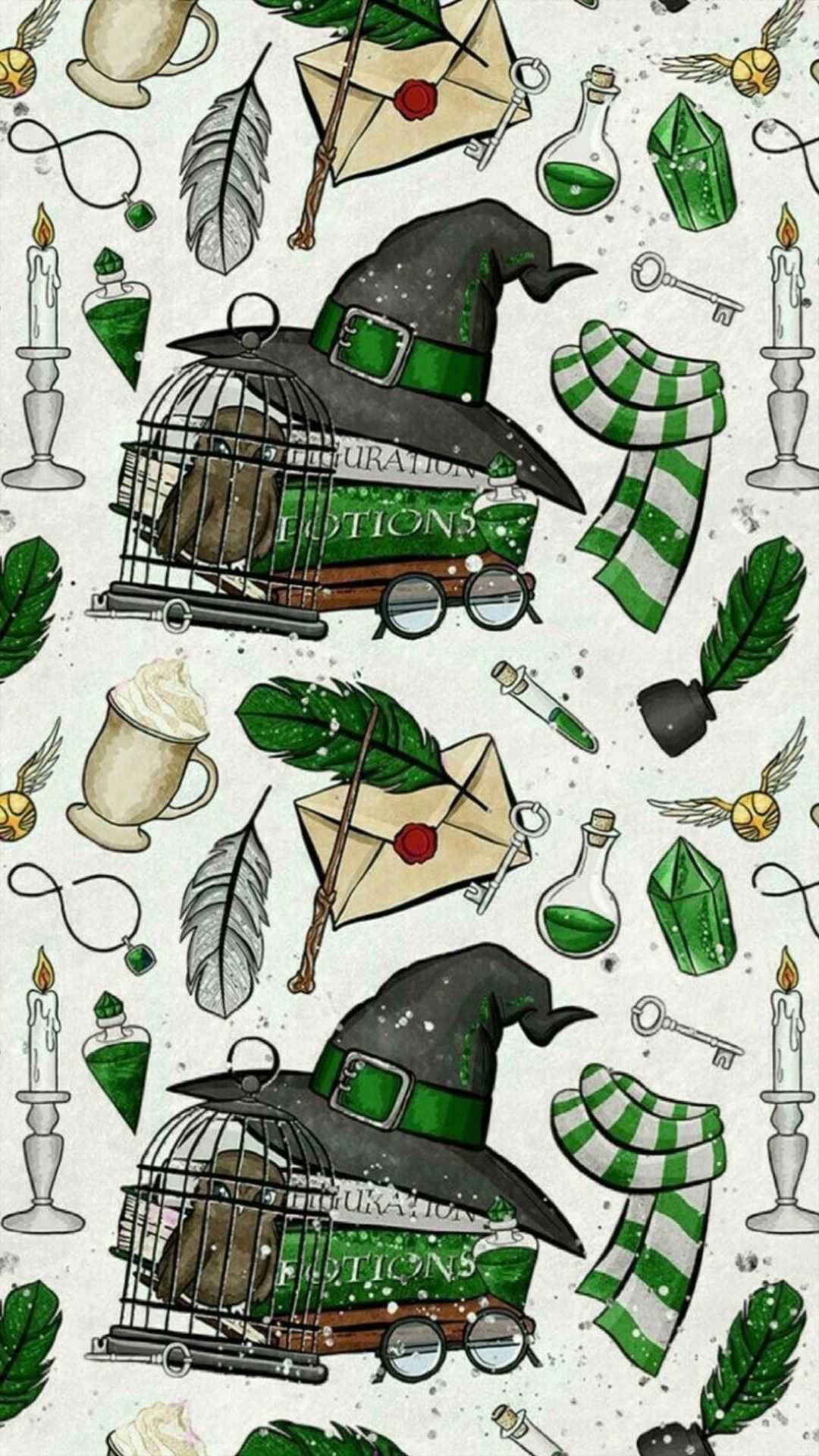 Vintage iPhone Slytherin-kokoelmatarrat Taustakuvat