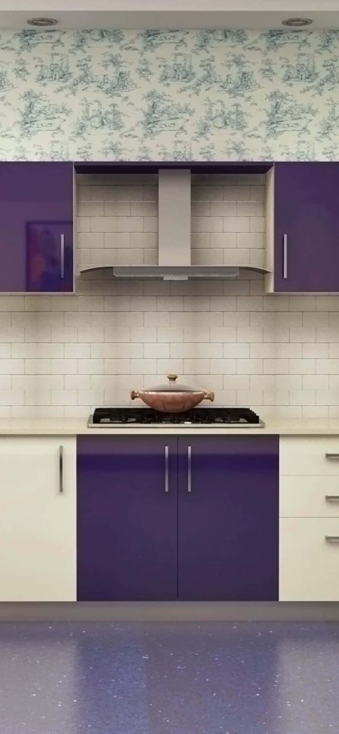 Violetti design iPhone Xs -keittiötaustakuva Taustakuvat