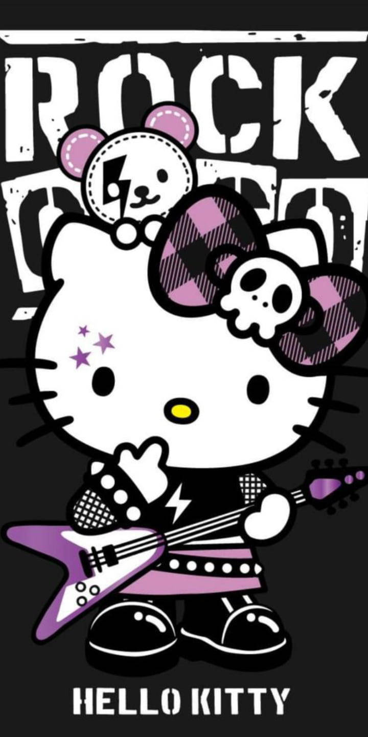 Violetti ja musta Hello Kitty -rokkitähti Taustakuvat