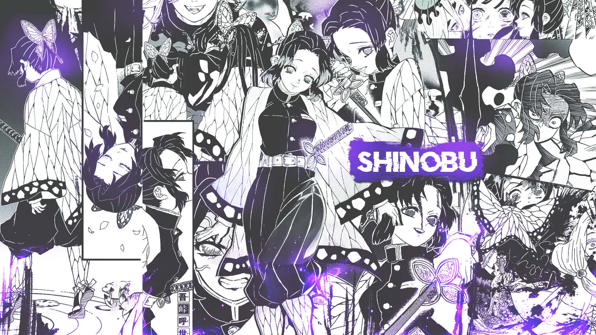 Violetti Shinobu Demon Slayer esteettinen manga Taustakuvat