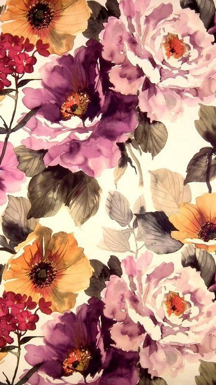 Violetti vesivärikukka iPhone Taustakuvat