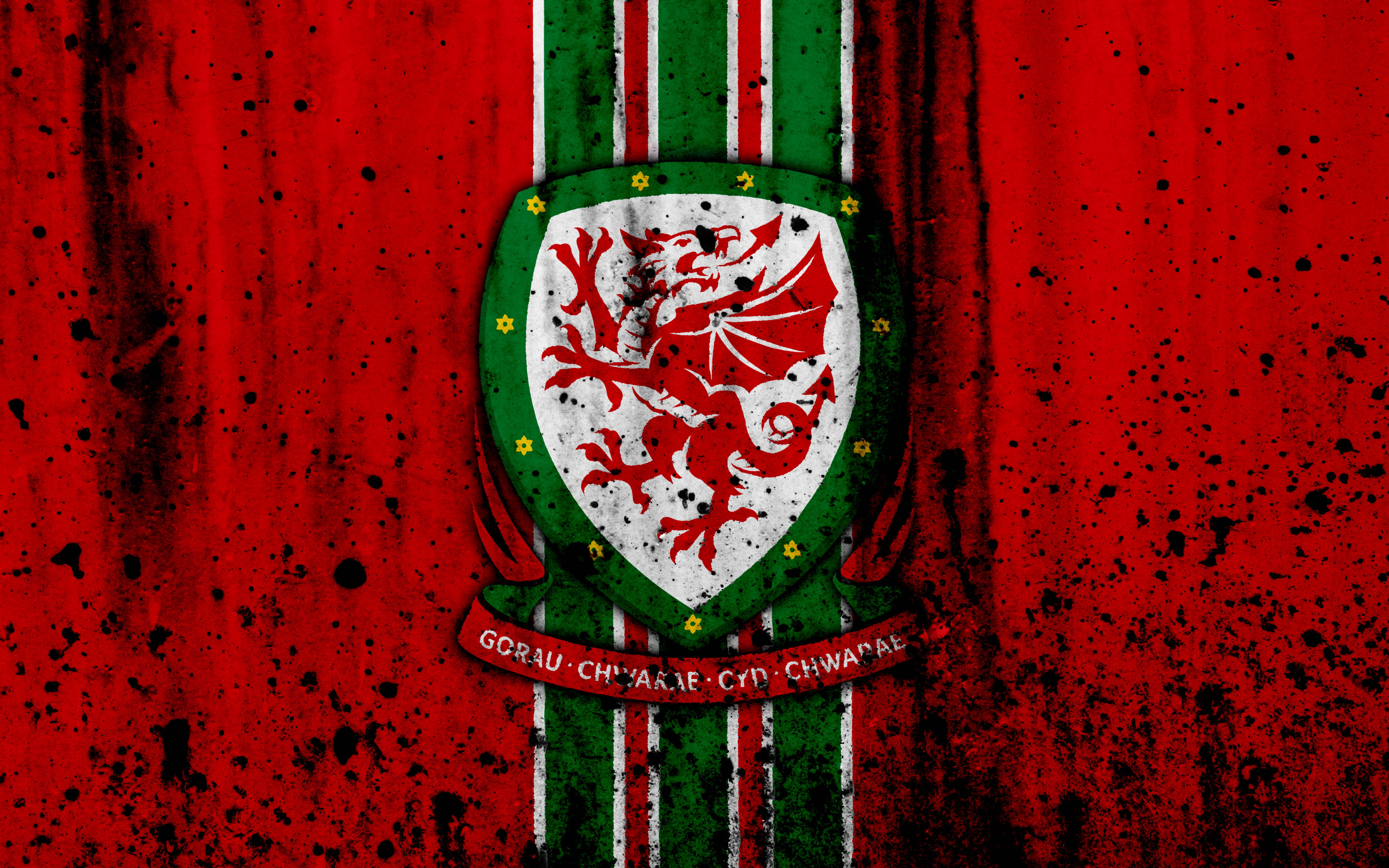 Walesin jalkapallomaajoukkueen roiskuttu tunnus Taustakuvat