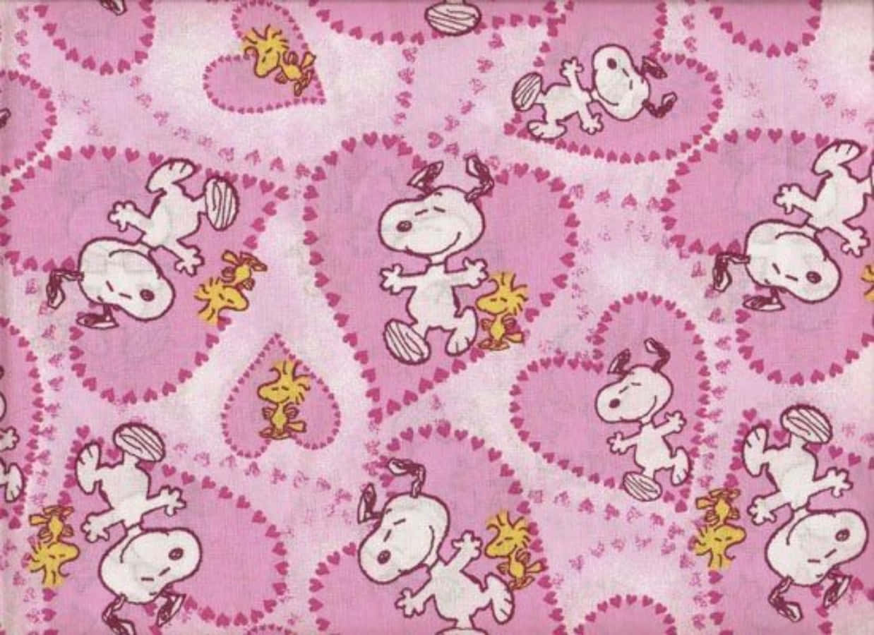 Woodstock Ja Snoopy Ystävänpäivä Vaaleanpunaisilla Sydämillä Taustakuvat