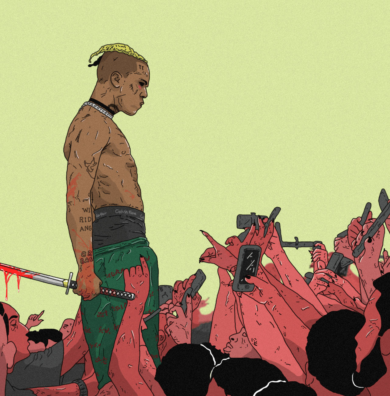 Xxxtentacion Anime Väkijoukossa Taustakuvat