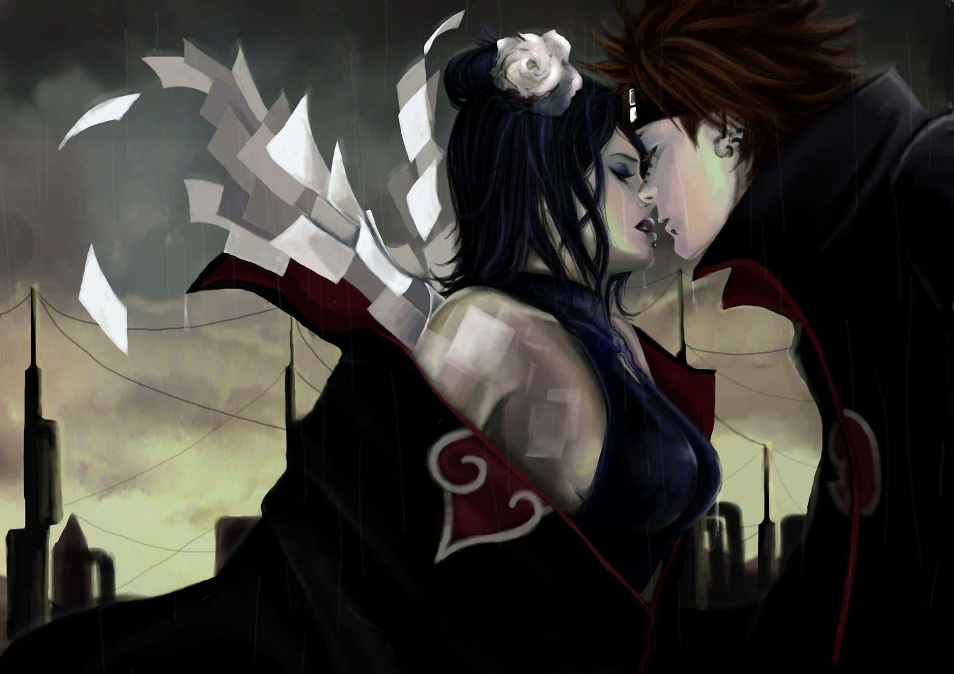 Yahiko suutelee naista Taustakuvat