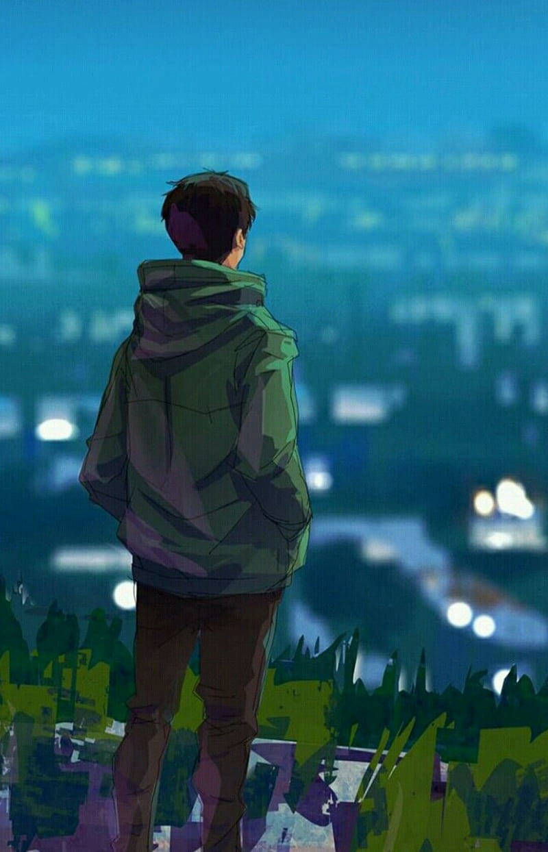 Yksinäinen poika anime armeijanvihreässä takissa Taustakuvat