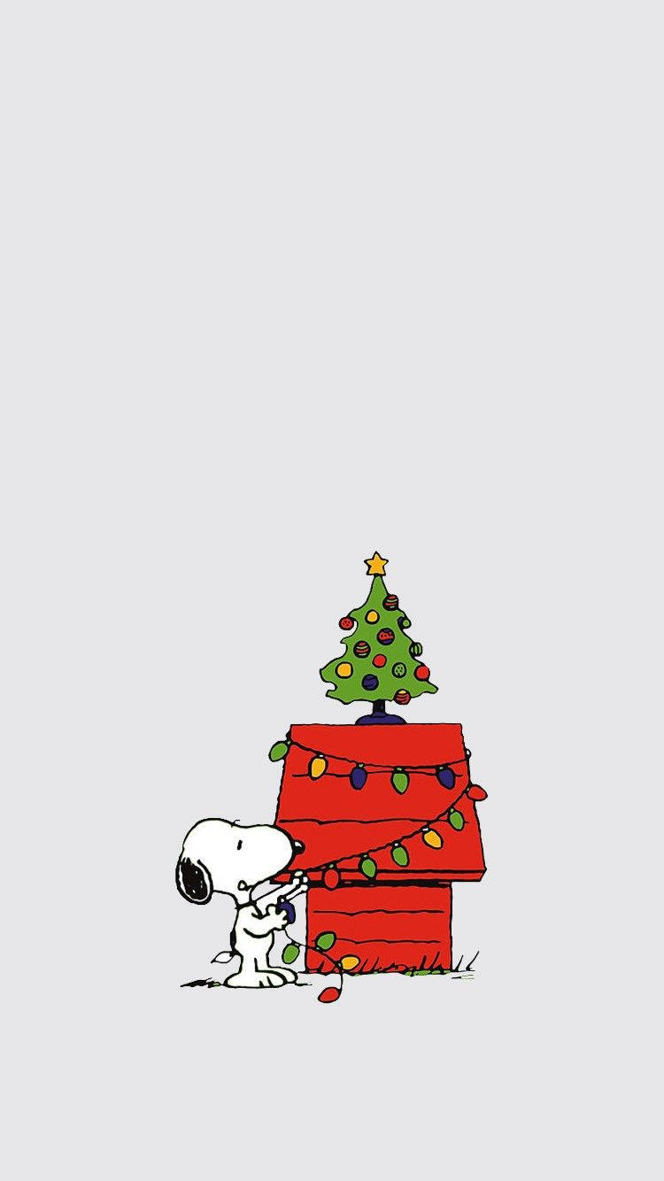 Yksinkertainen suloinen jouluinen iPhone Snoopy Taustakuvat