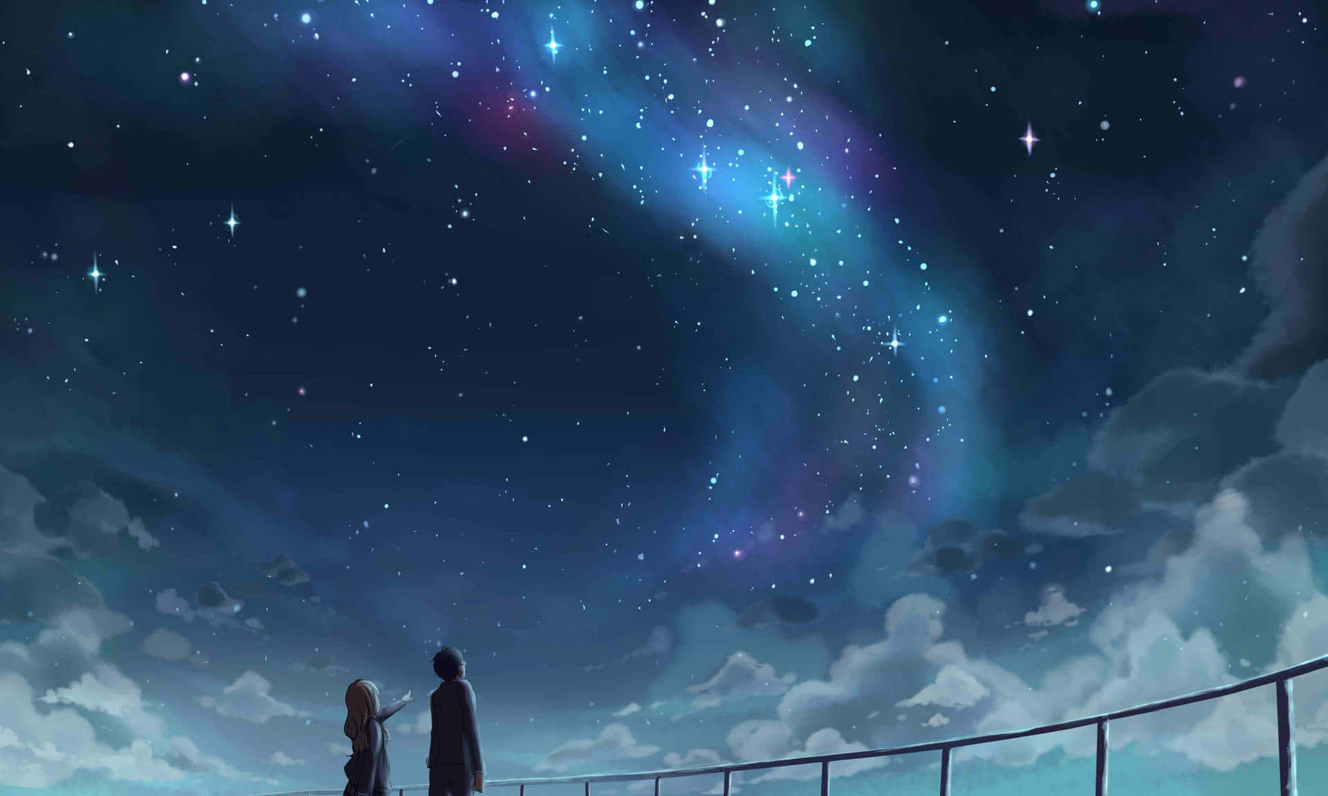 Yökohtaus animesarjasta Your Lie in April Taustakuvat