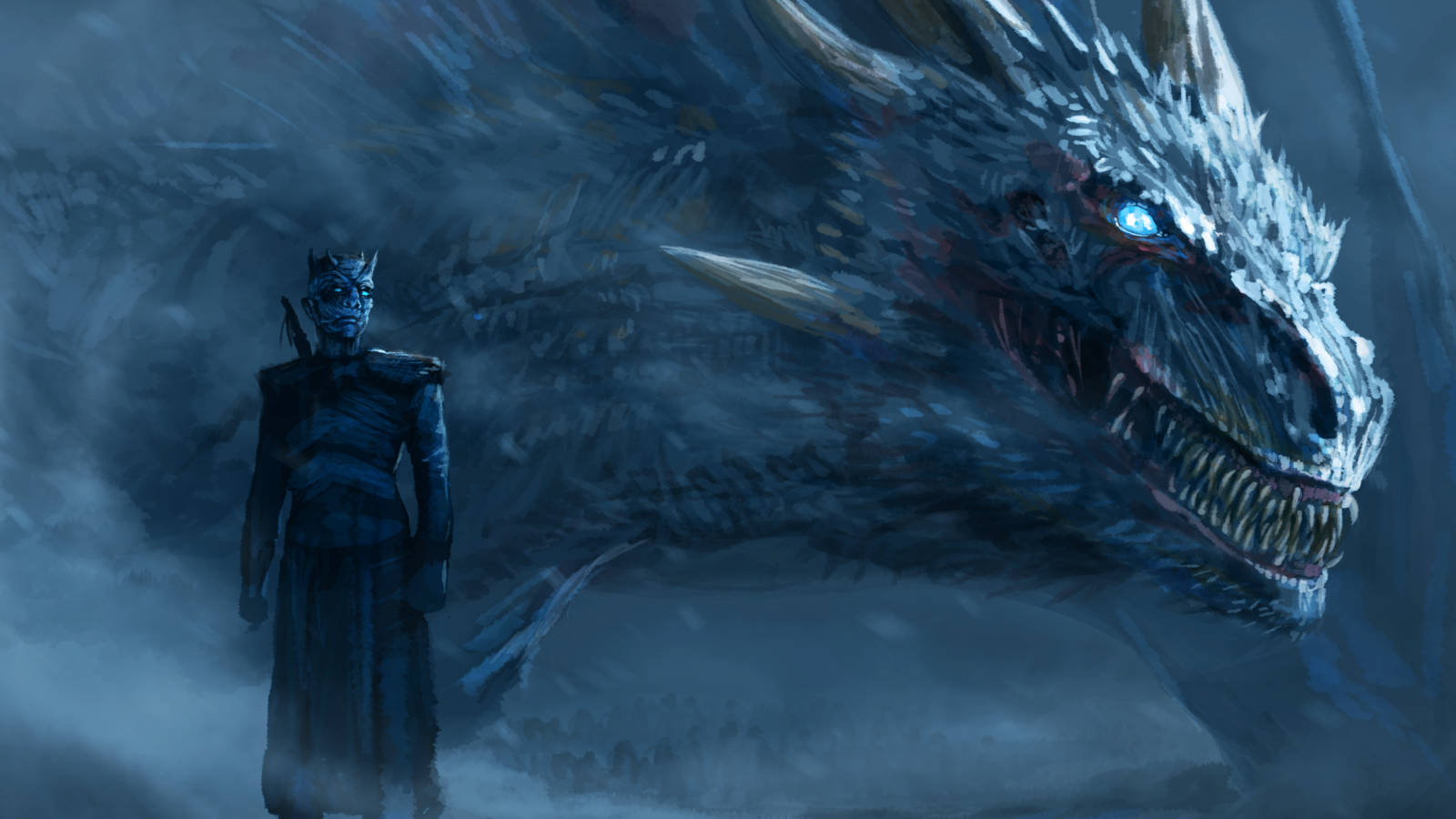 Yön Kuningas hallitsee talven pimeyttä HBO:n Game of Thrones -sarjassa. Taustakuvat