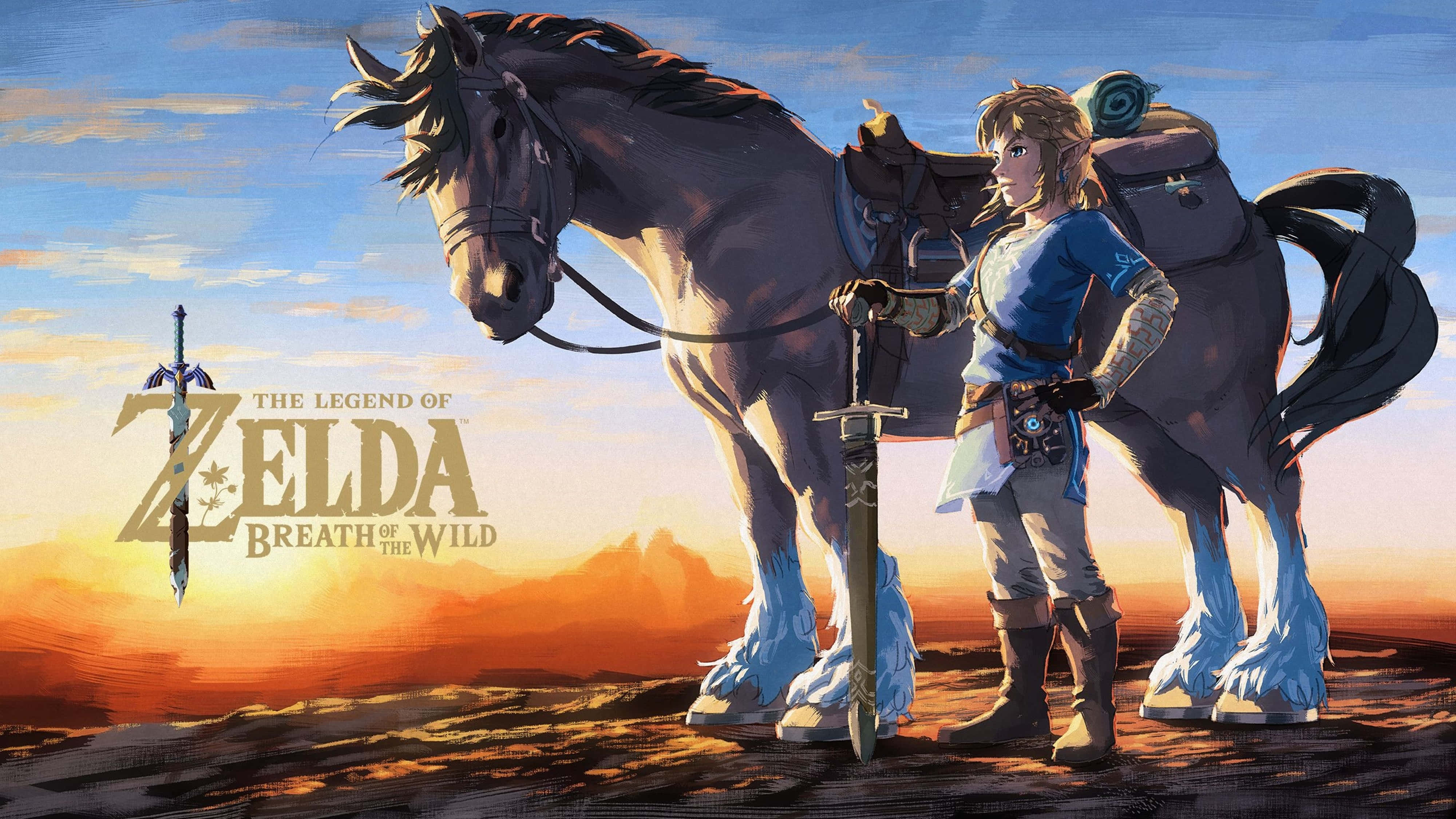Zelda Breath Of The Wild 4K Link Hevosen Kanssa Taustakuvat
