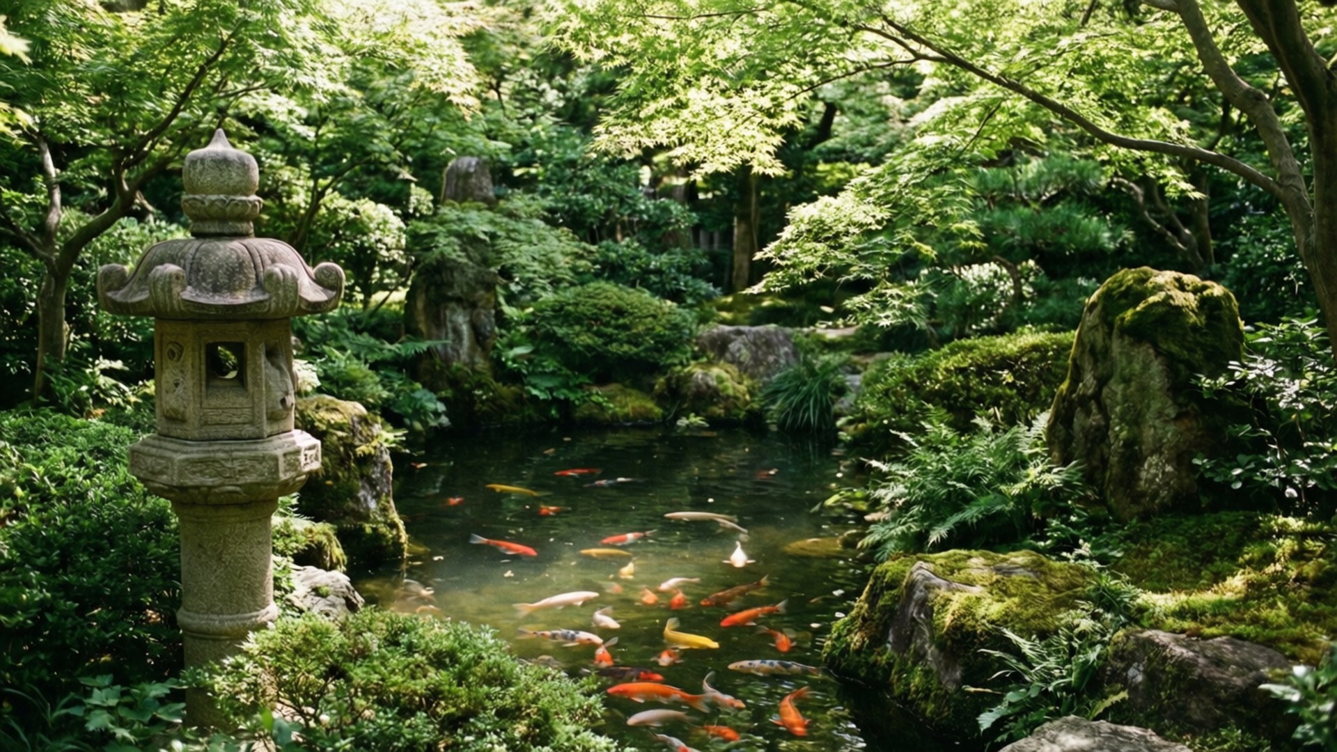 Zen-puutarha Koi Taustakuvat