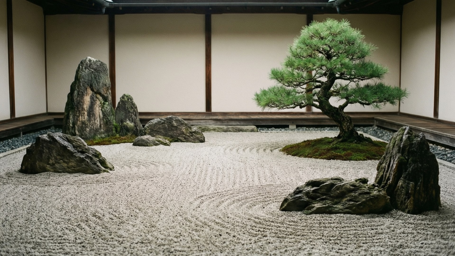 Zen-puutarhan rauha Taustakuvat
