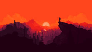 4K Firewatch-vaeltaja punaisilla vuorilla — Videopeli GIF Taustakuvat