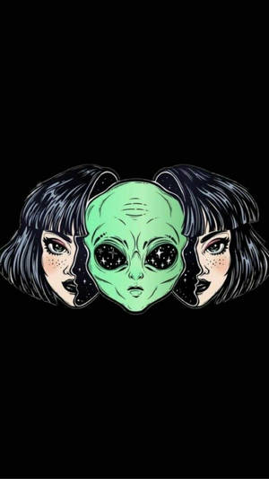 Alienityttö trippivisuaalinen
