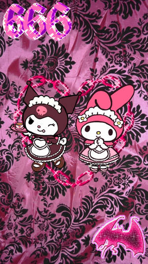 Alt-estetiikka Kuromi ja Melody — Vaihtoehtoestetiikka Taustakuvat