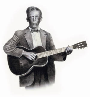 Amerikkalainen bluesmies Charley Patton kitaran kanssa — Galaxy Z Flip 8 Taustakuvat