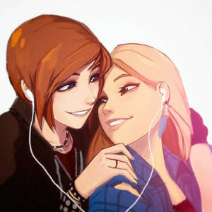 Anime-lesbien Chloe ja Rachel taustakuva — Anime lesbo Taustakuvat