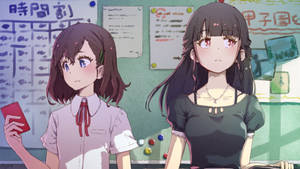 Anime lesbian koulutytöt taustakuva — Anime lesbo Taustakuvat