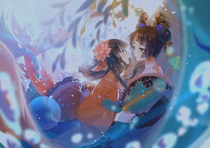 Anime-lesbot Koi ja Shouzu -taustakuva — Anime lesbo Taustakuvat