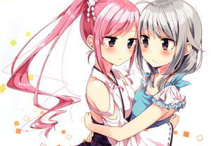 Anime lesbians rakastuneina taustakuva — Anime lesbo Taustakuvat
