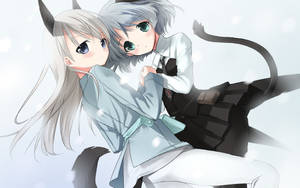 Anime Lesbo-kissapari taustakuva — Anime lesbo Taustakuvat