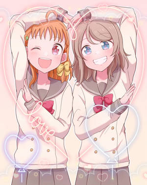 Anime lesbojen rakkausmerkki taustakuva — Anime lesbo Taustakuvat