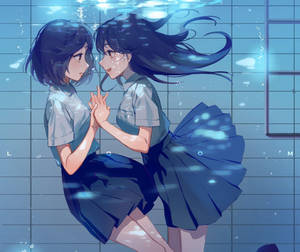 Anime-lesbot altaassa -taustakuva — Anime lesbo Taustakuvat