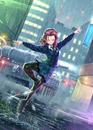 Anime-tanssityttö sateessa -taustakuva — Anime tanssi Taustakuvat