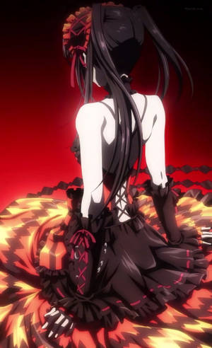 Anime Waifu Kurumi Tokisaki Punainen Esteettinen Mekko — Galaxy Tab Active5 Pro Taustakuvat