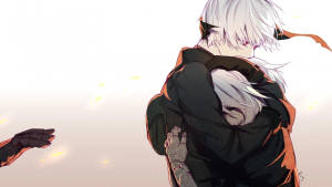 Animehalaava pari valkoisilla hiuksilla -taustakuva